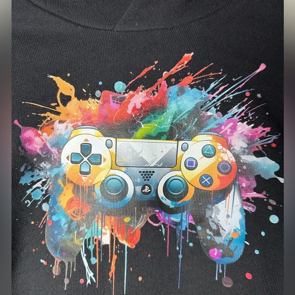 Fruit of the Loom Kids Hoodie Black Gamer Graphic Sweatshirt Size 7-8 - Picture 7 of 7